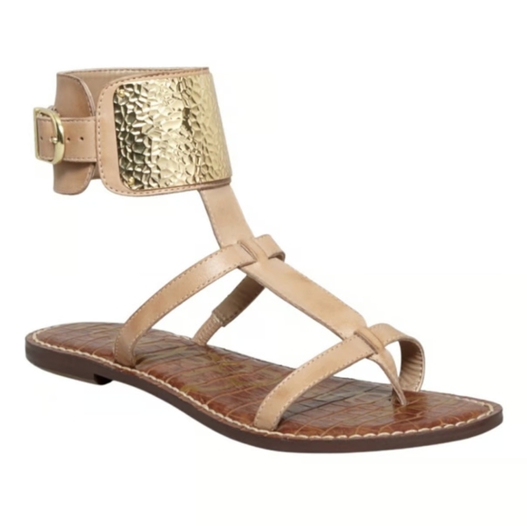 Sam Edelman Genette Gold and Tan Gladiator Sandals - Picture 1 of 14